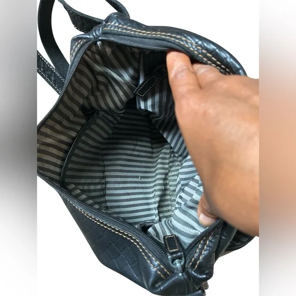 Jack Georges Faux Woven Buffalo Leather Adjustable Shoulder Crossbody Bag. - Picture 3 of 15